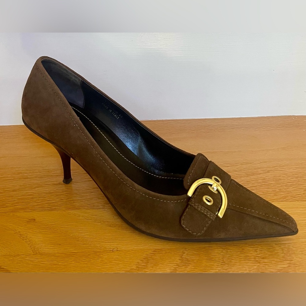 COACH Brown Suede Pointed Toe Pumps, Size 10B